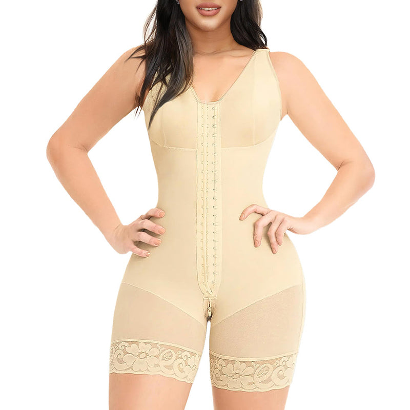 Tummy Control Post Surgery Full Body Shaper Butt Lifter With Zipper Crotch