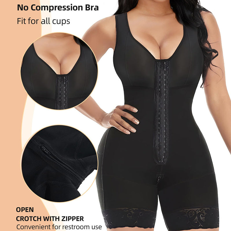 Tummy Control Post Surgery Full Body Shaper Butt Lifter With Zipper Crotch