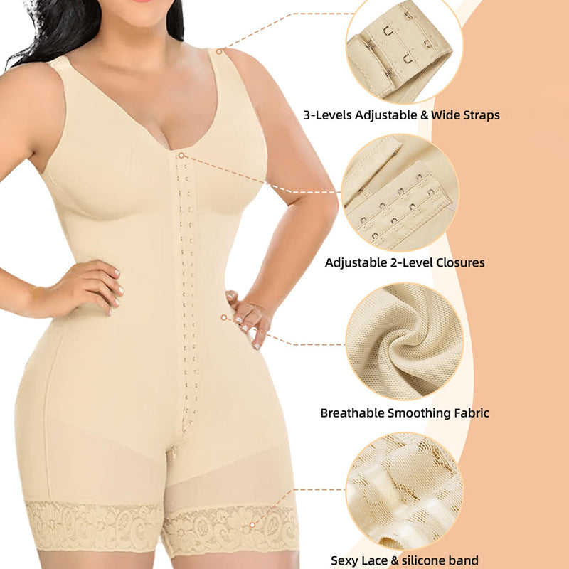 Tummy Control Post Surgery Full Body Shaper Butt Lifter With Zipper Crotch